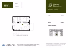 1 pokój, apartament inwestycyjny 38,63 m², piętro 1, oferta nr 3.D.1.01, Murapol Stoczniova, Gdańsk, Młyniska, ul. Twarda