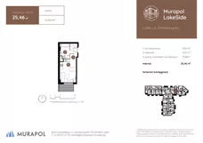 1 pokój, mieszkanie 25,61 m², piętro 2, oferta nr 2.B.2.05, Murapol LakeSide, Lublin, Wrotków, ul. Zemborzycka