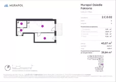 2 pokoje, mieszkanie 41,73 m², piętro 1, oferta nr 2.C.1.02, Murapol Osiedle Faktoria, Łódź, Polesie, Stare Polesie, al. 1 Maja
