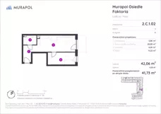 2 pokoje, mieszkanie 41,73 m², piętro 1, oferta nr 2.C.1.02, Murapol Osiedle Faktoria, Łódź, Polesie, Stare Polesie, al. 1 Maja
