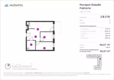 2 pokoje, mieszkanie 46,57 m², piętro 3, oferta nr 2.B.3.10, Murapol Osiedle Faktoria, Łódź, Polesie, Stare Polesie, al. 1 Maja
