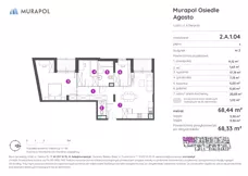 2 pokoje, mieszkanie 68,33 m², piętro 1, oferta nr 2.A.1.04, Murapol Agosto, Łódź, Polesie, Stare Polesie, ul. 6 Sierpnia