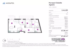 2 pokoje, mieszkanie 67,68 m², piętro 6, oferta nr 2.A.6.09, Murapol Agosto, Łódź, Polesie, Stare Polesie, ul. 6 Sierpnia
