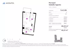 2 pokoje, mieszkanie 40,21 m², piętro 5, oferta nr 3.A.5.06, Murapol Agosto, Łódź, Polesie, Stare Polesie, ul. 6 Sierpnia