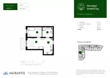 2 pokoje, mieszkanie 41,04 m², piętro 1, oferta nr 2.A.1.03, Murapol GreenCity, Kraków, Bieżanów-Prokocim, Osiedle Złocień, ul. Agatowa
