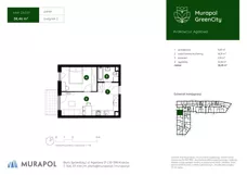 2 pokoje, mieszkanie 39,43 m², piętro 3, oferta nr 1.A.3.09, Murapol GreenCity, Kraków, Bieżanów-Prokocim, Osiedle Złocień, ul. Agatowa