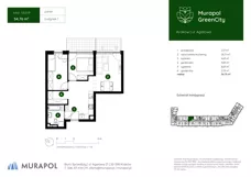 2 pokoje, mieszkanie 54,76 m², parter, oferta nr 1.B.0.09, Murapol GreenCity, Kraków, Bieżanów-Prokocim, Osiedle Złocień, ul. Agatowa