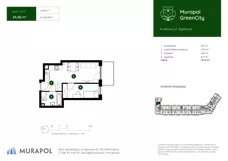 2 pokoje, mieszkanie 34,00 m², piętro 1, oferta nr 1.A.1.11, Murapol GreenCity, Kraków, Bieżanów-Prokocim, Osiedle Złocień, ul. Agatowa