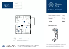 2 pokoje, mieszkanie 42,92 m², piętro 3, oferta nr 1.C.3.06, Murapol Rivo, Bydgoszcz, Śródmieście, ul. Dworcowa