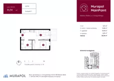 1 pokój, mieszkanie 34,02 m², piętro 2, oferta nr 1.A.2.06, Murapol MainPoint, Bielsko-Biała, Śródmieście, ul. Grażyńskiego