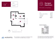 2 pokoje, mieszkanie 41,31 m², piętro 2, oferta nr 1.A.2.14, Murapol MainPoint, Bielsko-Biała, Śródmieście, ul. Grażyńskiego