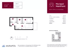 2 pokoje, mieszkanie 41,29 m², piętro 3, oferta nr 1.B.3.03, Murapol MainPoint, Bielsko-Biała, Śródmieście, ul. Grażyńskiego