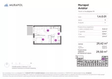 2 pokoje, apartament inwestycyjny 29,26 m², piętro 4, oferta nr 1.A.4.01, Murapol Aviator, Toruń, Koniuchy, ul. Grudziądzka