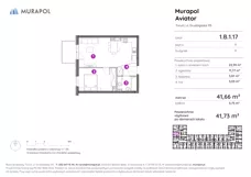 2 pokoje, apartament inwestycyjny 41,73 m², piętro 1, oferta nr 1.B.1.17, Murapol Aviator, Toruń, Koniuchy, ul. Grudziądzka