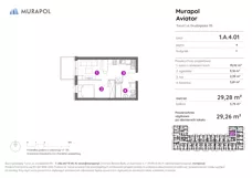 2 pokoje, apartament inwestycyjny 29,26 m², piętro 4, oferta nr 1.A.4.01, Murapol Aviator, Toruń, Koniuchy, ul. Grudziądzka