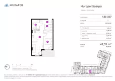 2 pokoje, mieszkanie 42,35 m², piętro 1, oferta nr 1.B.1.07, Murapol Scarpa, Gdańsk, Siedlce, ul. Kartuska