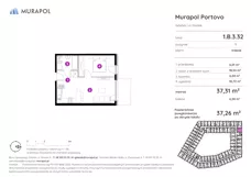 2 pokoje, apartament inwestycyjny 37,26 m², piętro 3, oferta nr 1.B.3.32, Murapol Portovo, Gdańsk, Śródmieście, ul. Mostek