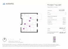 2 pokoje, mieszkanie 49,95 m², piętro 2, oferta nr 4.A.2.05, Murapol Trzy Lipki, Bielsko-Biała, Stare Bielsko, ul. Muszlowa