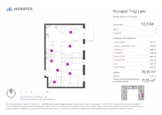 2 pokoje, mieszkanie 71,33 m², piętro 3, oferta nr 1.B.3.04, Murapol Trzy Lipki, Bielsko-Biała, Stare Bielsko, ul. Muszlowa