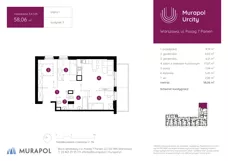 2 pokoje, mieszkanie 58,06 m², piętro 1, oferta nr 3.A.1.05, Murapol Urcity, Warszawa, Ursus, Szamoty, ul. Posag 7 Panien