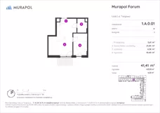 2 pokoje, mieszkanie 41,41 m², parter, oferta nr 1.A.0.01, Murapol Forum, Łódź, Śródmieście, ul. Targowa