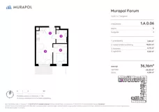 2 pokoje, mieszkanie 36,16 m², parter, oferta nr 1.A.0.06, Murapol Forum, Łódź, Śródmieście, ul. Targowa