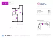 2 pokoje, mieszkanie 40,83 m², piętro 1, oferta nr 2.B.1.04, Murapol Osiedle Filo, Łódź, Polesie, Stare Polesie, ul. Wołowa