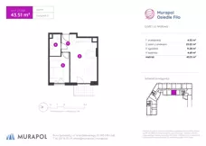 2 pokoje, mieszkanie 43,36 m², piętro 1, oferta nr 2.B.1.05, Murapol Osiedle Filo, Łódź, Polesie, Stare Polesie, ul. Wołowa