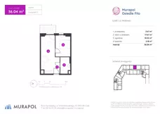 2 pokoje, mieszkanie 33,59 m², piętro 2, oferta nr 2.B.2.06, Murapol Osiedle Filo, Łódź, Polesie, Stare Polesie, ul. Wołowa
