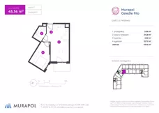 2 pokoje, mieszkanie 43,36 m², piętro 1, oferta nr 2.B.1.05, Murapol Osiedle Filo, Łódź, Polesie, Stare Polesie, ul. Wołowa
