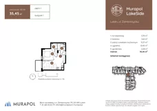 2 pokoje, mieszkanie 35,45 m², piętro 1, oferta nr 1.B.1.10, Murapol LakeSide, Lublin, Wrotków, ul. Zemborzycka