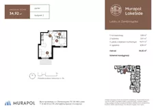 2 pokoje, mieszkanie 34,95 m², piętro 1, oferta nr 2.C.1.02, Murapol LakeSide, Lublin, Wrotków, ul. Zemborzycka