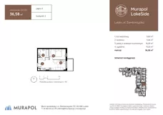 2 pokoje, mieszkanie 36,58 m², piętro 3, oferta nr 2.A.3.01, Murapol LakeSide, Lublin, Wrotków, ul. Zemborzycka