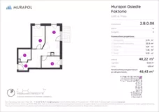 3 pokoje, mieszkanie 45,94 m², piętro 1, oferta nr 2.A.1.03, Murapol Osiedle Faktoria, Łódź, Polesie, Stare Polesie, al. 1 Maja