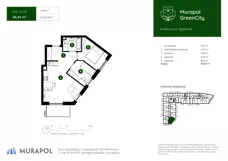 3 pokoje, mieszkanie 46,94 m², piętro 1, oferta nr 2.A.1.04, Murapol GreenCity, Kraków, Bieżanów-Prokocim, Osiedle Złocień, ul. Agatowa