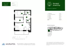 3 pokoje, mieszkanie 57,02 m², piętro 4, oferta nr 2.A.4.02, Murapol GreenCity, Kraków, Bieżanów-Prokocim, Osiedle Złocień, ul. Agatowa