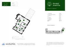 3 pokoje, mieszkanie 66,71 m², piętro 3, oferta nr 1.D.3.01, Murapol GreenCity, Kraków, Bieżanów-Prokocim, Osiedle Złocień, ul. Agatowa