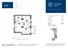 3 pokoje, mieszkanie 51,09 m², piętro 2, oferta nr 1.B.2.07, Murapol Rivo, Bydgoszcz, Śródmieście, ul. Dworcowa