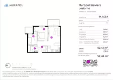 3 pokoje, mieszkanie 52,44 m², piętro 3, oferta nr 14.A.3.4, Murapol Siewierz Jeziorna, Siewierz, ul. Jeziorna