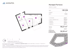3 pokoje, apartament inwestycyjny 50,39 m², piętro 3, oferta nr 1.B.3.06, Murapol Portovo, Gdańsk, Śródmieście, ul. Mostek