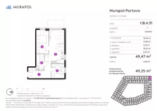 3 pokoje, apartament inwestycyjny 49,25 m², piętro 4, oferta nr 1.B.4.31, Murapol Portovo, Gdańsk, Śródmieście, ul. Mostek