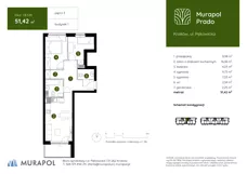 3 pokoje, mieszkanie 51,42 m², piętro 3, oferta nr 1.B.3.05, Murapol Prado, Kraków, Prądnik Biały, ul. Piaszczysta