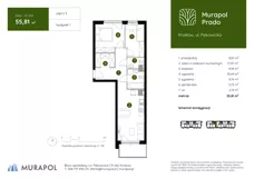 3 pokoje, mieszkanie 55,81 m², piętro 3, oferta nr 1.C.3.01, Murapol Prado, Kraków, Prądnik Biały, ul. Piaszczysta