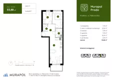 3 pokoje, mieszkanie 53,88 m², piętro 3, oferta nr 1.D.3.01, Murapol Prado, Kraków, Prądnik Biały, ul. Piaszczysta
