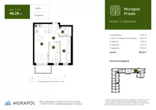 3 pokoje, mieszkanie 48,28 m², piętro 1, oferta nr 2.C.1.05, Murapol Prado, Kraków, Prądnik Biały, ul. Piaszczysta