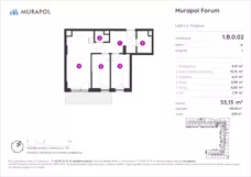 3 pokoje, mieszkanie 53,13 m², parter, oferta nr 1.B.0.02, Murapol Forum, Łódź, Śródmieście, ul. Targowa