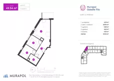 3 pokoje, mieszkanie 49,54 m², piętro 9, oferta nr 2.B.9.01, Murapol Osiedle Filo, Łódź, Polesie, Stare Polesie, ul. Wołowa