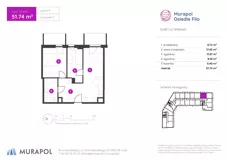 3 pokoje, mieszkanie 51,74 m², piętro 9, oferta nr 2.C.9.07, Murapol Osiedle Filo, Łódź, Polesie, Stare Polesie, ul. Wołowa