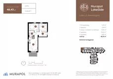 3 pokoje, mieszkanie 49,84 m², piętro 1, oferta nr 2.B.1.01, Murapol LakeSide, Lublin, Wrotków, ul. Zemborzycka