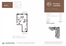 3 pokoje, mieszkanie 49,52 m², piętro 2, oferta nr 2.C.2.01, Murapol LakeSide, Lublin, Wrotków, ul. Zemborzycka